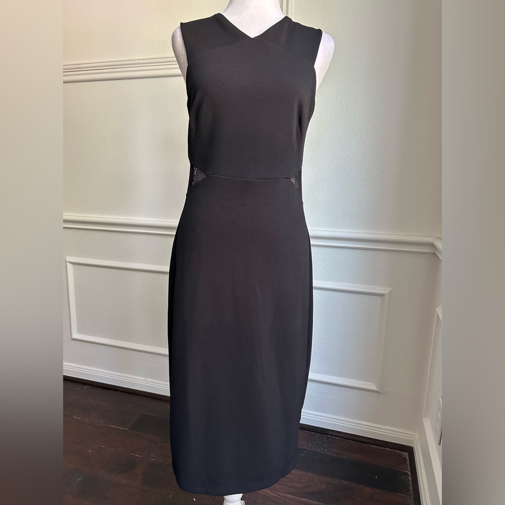 ASOS  Black Sleeveless Mesh Cutout Midi Dress, Size 10